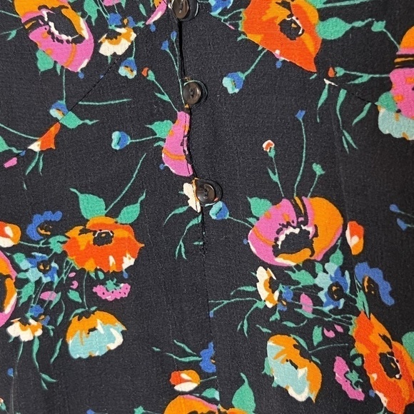 NWT ZARA 90s Babydoll Button Front Floral Ruched‎ Short Sleeves V-Neck Top XS - Picture 5 of 8